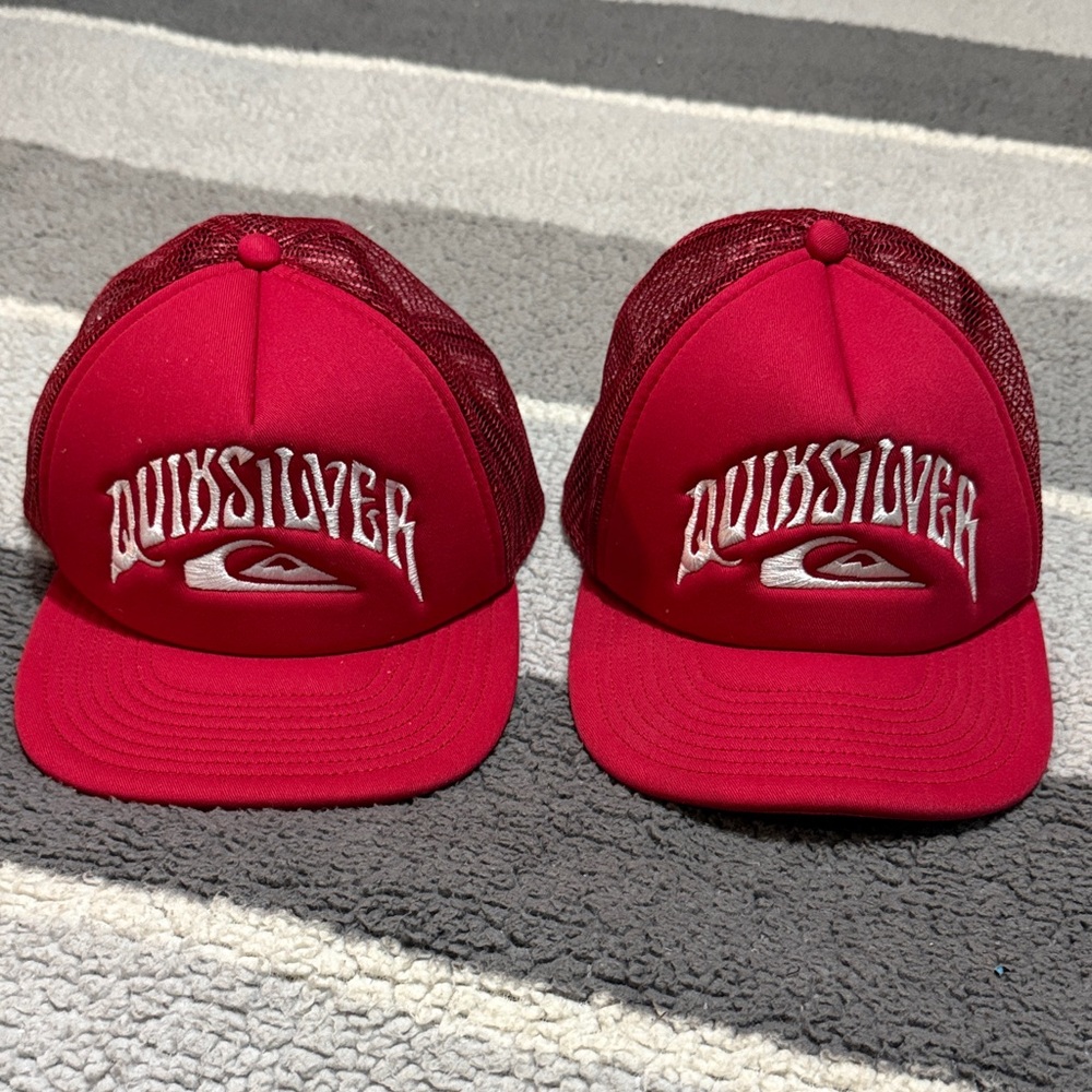 Kids Quiksilver Bold Red Caps with White Logo